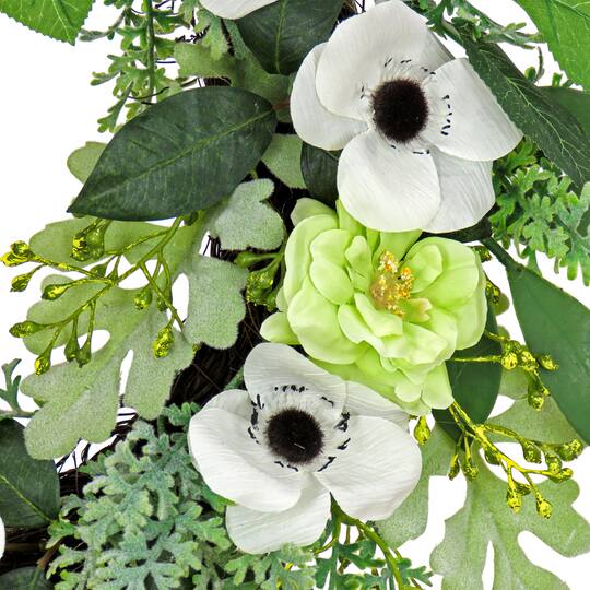 24'' Rose and Anemone Flowers Wreath